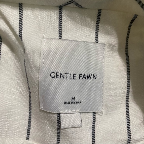 Gentle Dawn Ivory Gray Pin Striped Open Front Career Blazer - Picture 4 of 5